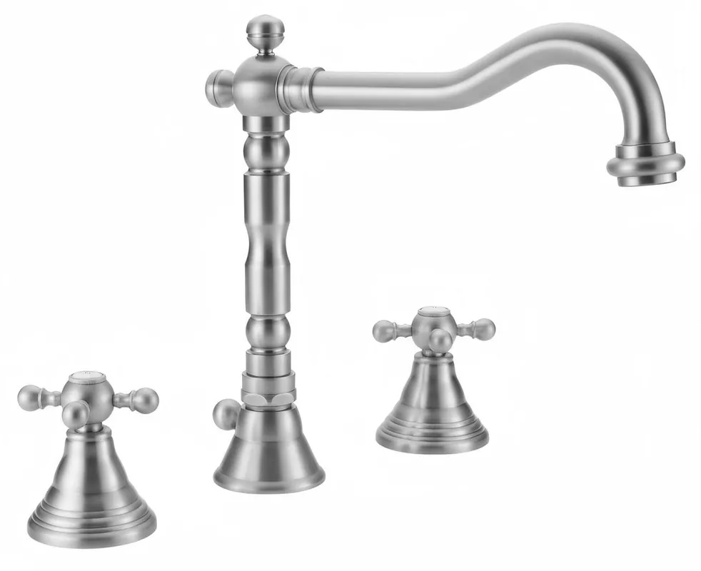 Beställ nu PB klassisk 3-håls tvättställsblandare med stjärnformade vred och en pip på 18,5 cm i rostfritt stål 1208854952