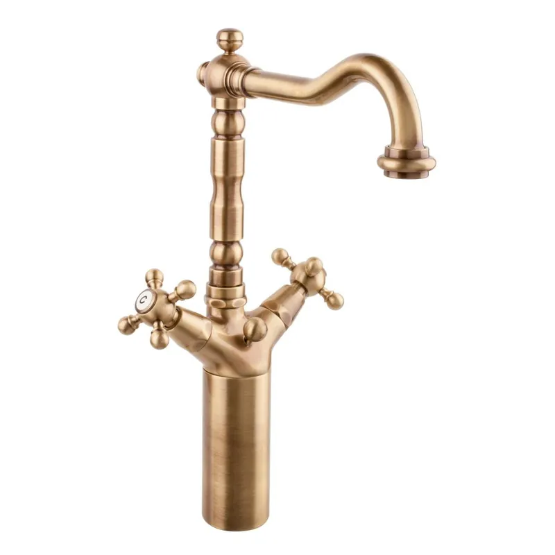 Sänkt pris PB klassisk hög blandare med stjärnformade vred, 18 cm pip, Brons 1208854992