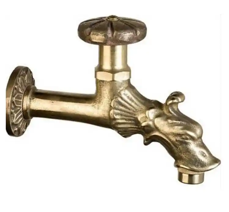 PB Garden Vintage Vägg Fontänkran Kallvattenkran Brons med Trädgårdsslanganslutning och Rund Handtag 1208969784 Extra rabatt