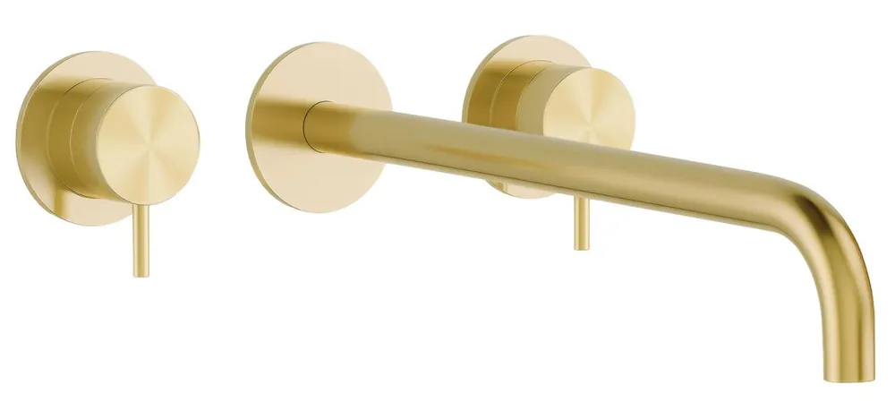 Waterevolution Flow 3-håls infälld tvättställsblandare PVD vitguld med utlopp 21 cm T1163FWGE-21 Lägg i varukorgen