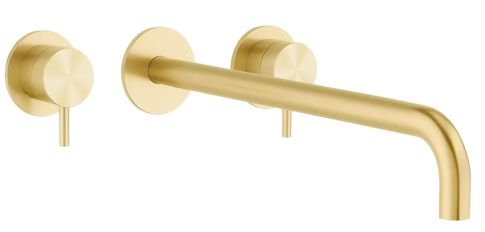 Waterevolution Flow 3-håls infälld tvättställsblandare PVD vitguld med utlopp 25 cm T1163FWGE-25 Snabb frakt