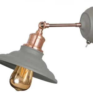 Utförsäljning Dekor Loret justerbar grå vägglampa med strömbrytare 20 cm diameter 8229
