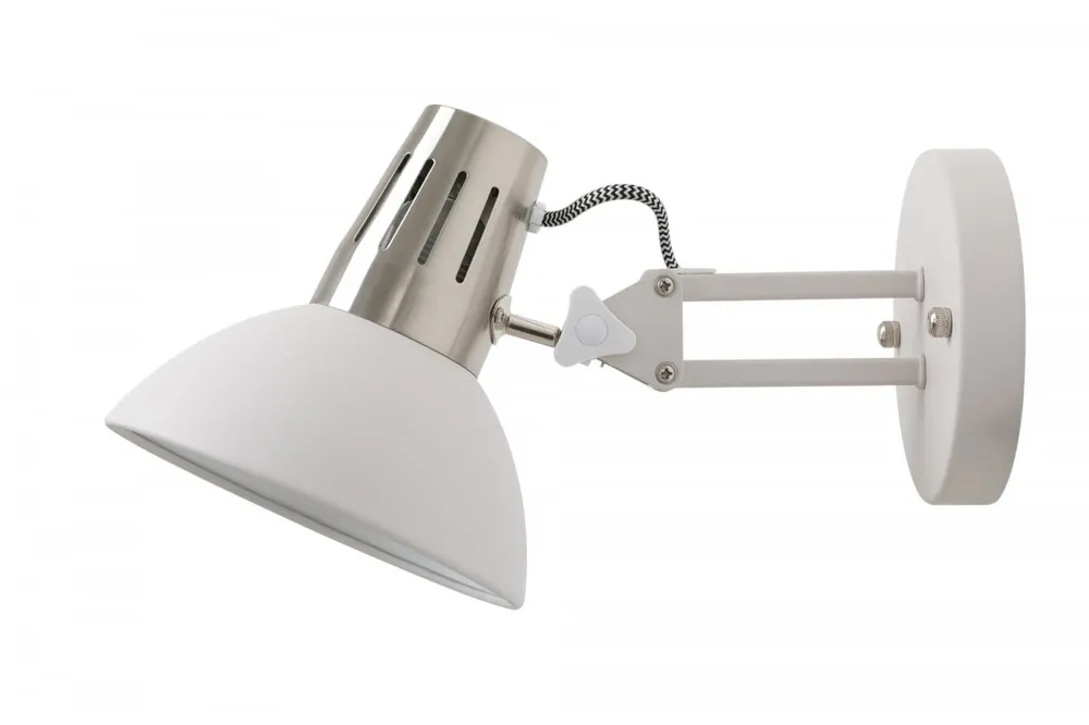 Snabb leverans Dekor Artemia elegant vit vägglampa med metallarm, 16,5 cm i diameter, 2218
