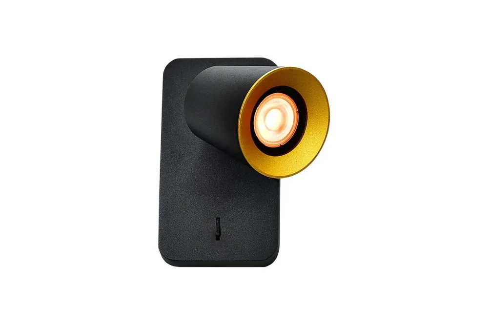 Kampanj Decor Elli modern svart vägglampa med strömbrytare och 1 ljuskälla 4533