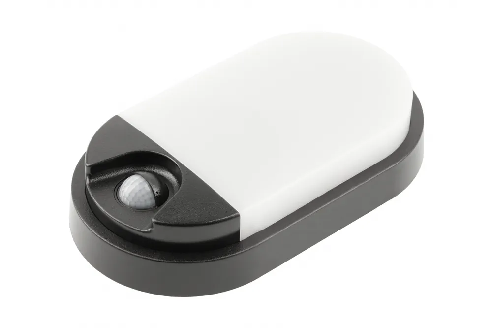 TULON-armatur med rörelsesensor, LED, 15 W, 1350 lm, 4000 K, AC 220–240 V, IP54, oval, svart Fynd