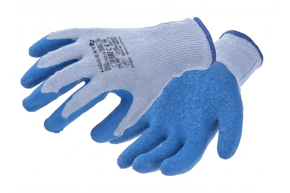 Fynd DILL latexbelagda skyddshandskar, grå/blå (12 par/förpackning) 9