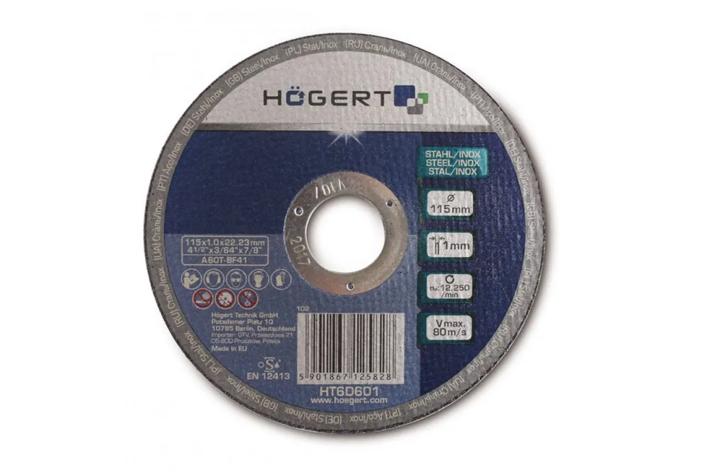 Hoegert Slipskiva för metall/rostfritt stål 125 mm, ultratunn 1,0 mm 1208961796 - Uppsättning av 15 Rabatter