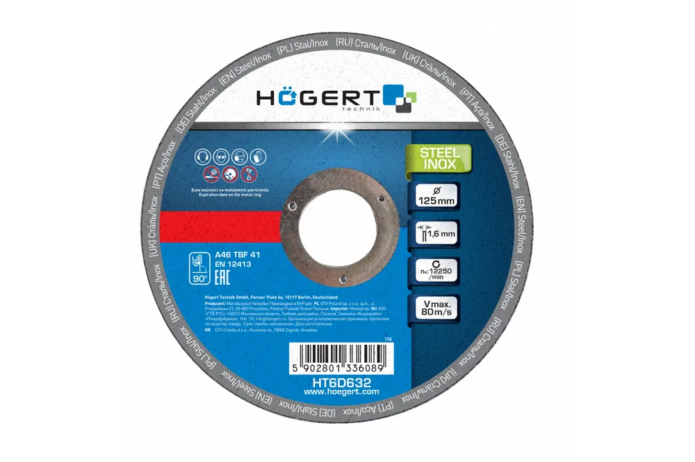 Hoegert Metal Inox skärskivor, 10 st, 125x1, 6x22, 23, 1208961802 - Uppsättning av 2 Kampanjpris