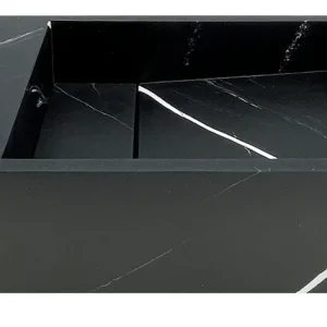 Billig Solid-S Marble solid surface tvättställ B40xD22xH10cm marmor matt svart vänster med kranhål 1208954633