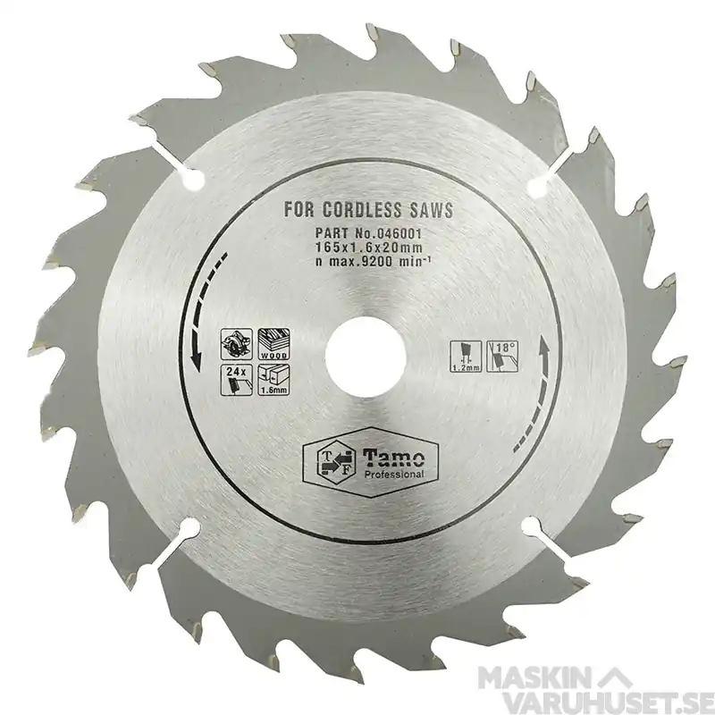 Tamo Saw Blade 165 mm för battericirkelsåg 1,6 mm Trygg betalning