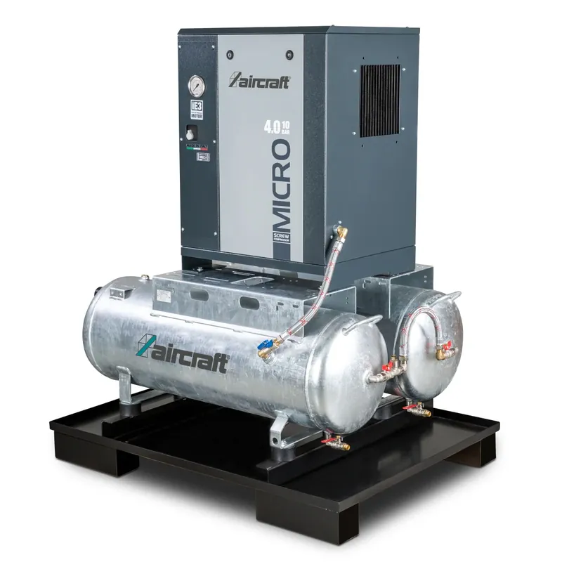Skruvkompressor med ribbad remdrift på 2 x 100 l behållare A-DUO-MICRO SE 4.0-10 2x100 Endast idag