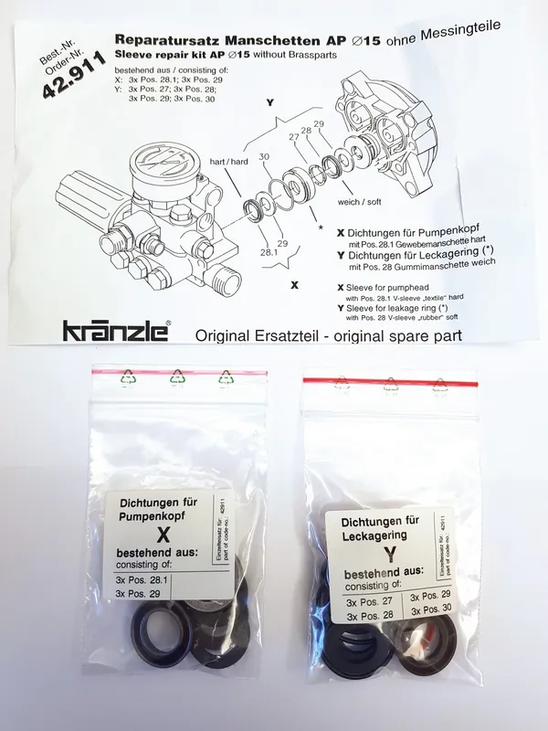 Erbjudandepris Manschettsats 15MM Kolv, passar Petro 10/200