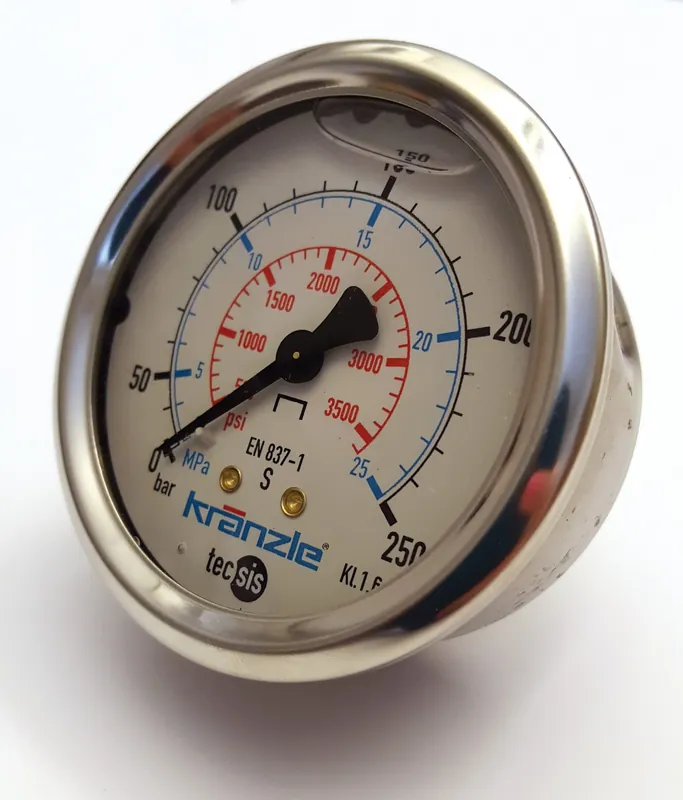 Säker betalning Manometer 1/4" 250BAR 63MM Bak, glycerin för Therm